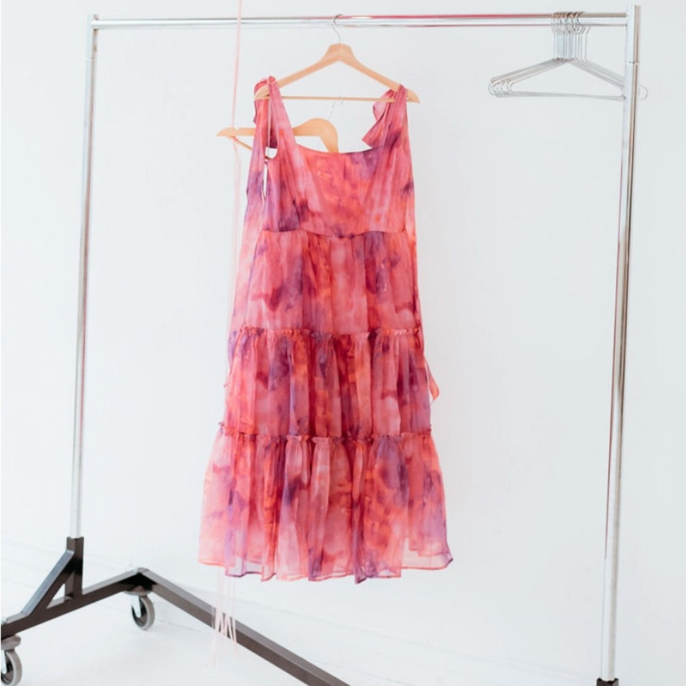 Francesca's Collections Pink and Purple Midi Dress - Picture 3 of 3